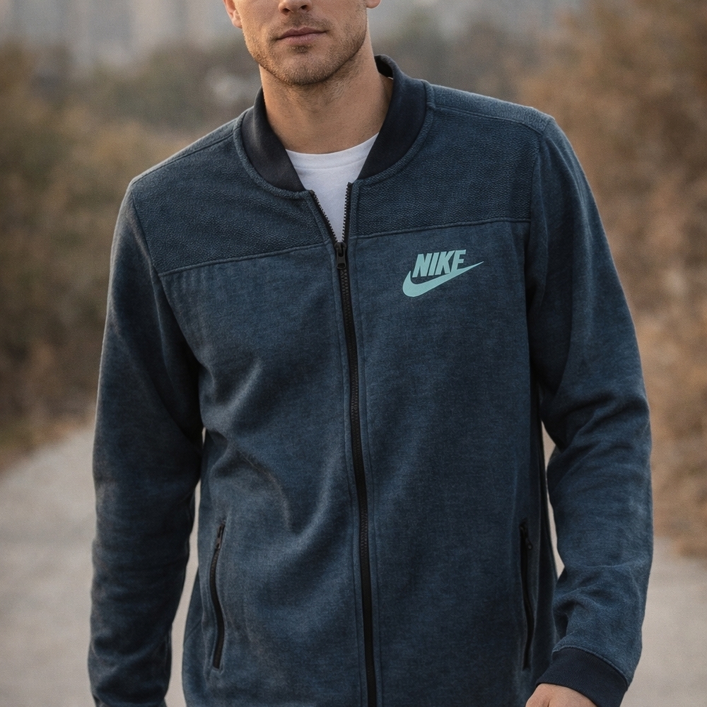 Nike Men’s Full Zip Athletic Jacket Blue Teal Small Lightweight